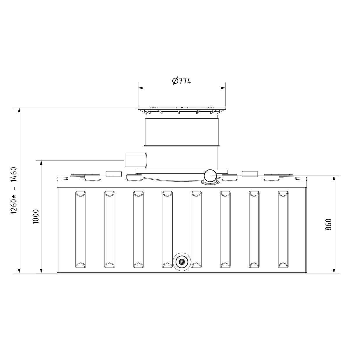 AQa.Line Retentionsflachtank 2000 L inkl. Abdeckung