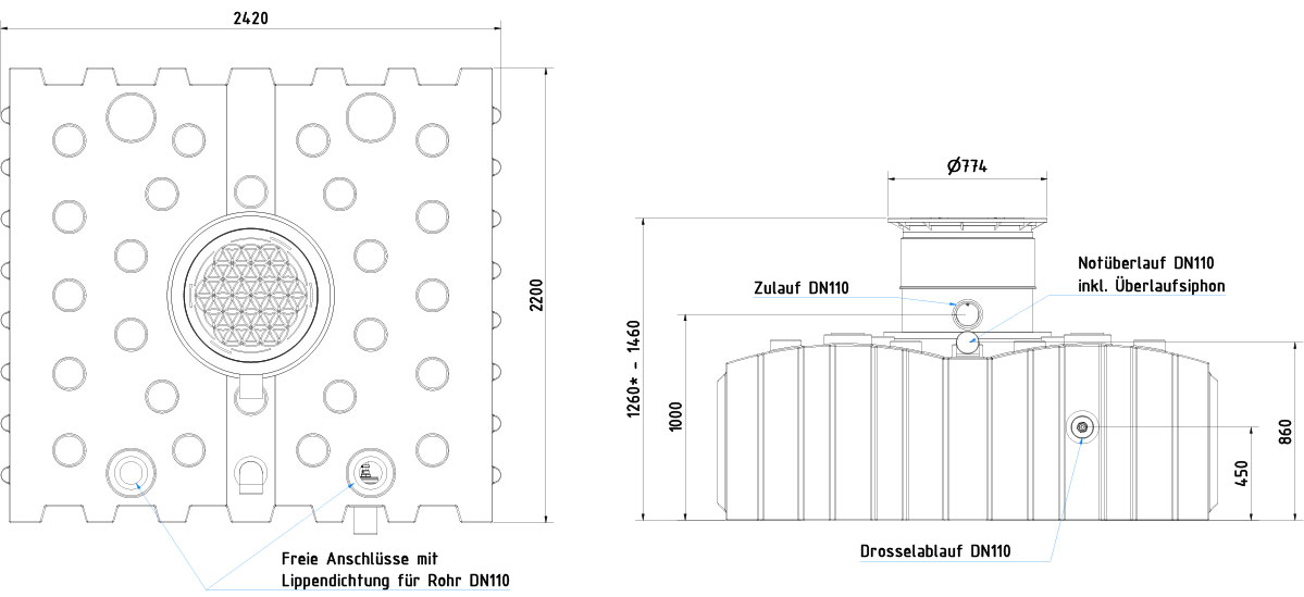 AQa-Line-Retentions-Flachtank-4000-L-50-50-GF-Dom-kurz-200-kg-FR-41-0211-TD