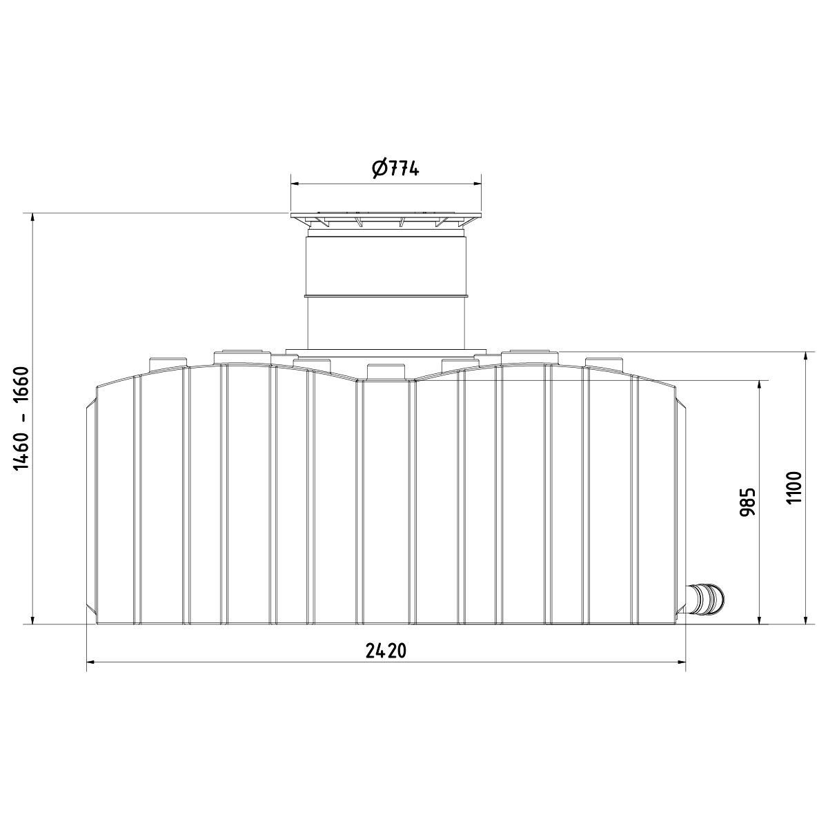 AQa.Line Flachtank Zisterne 10.000 L inkl. Abdeckung