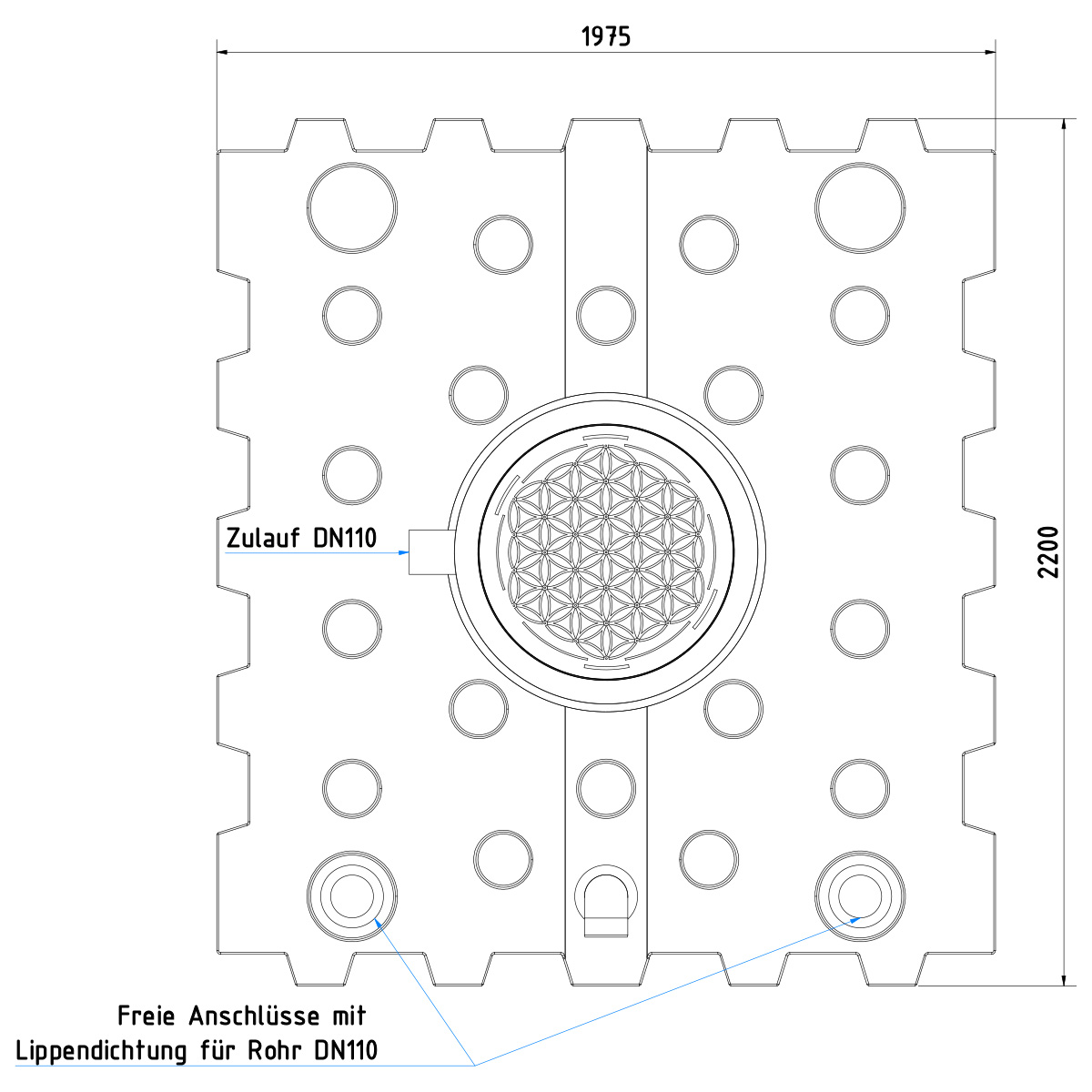 AQa.Line Gartenanlage 3000 L Flachtank inkl. Abdeckung