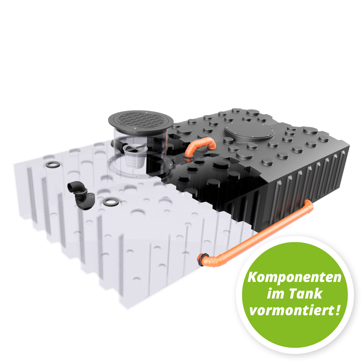 AQa.Line Gartenanlage 8000 L Flachtank inkl. Abdeckung