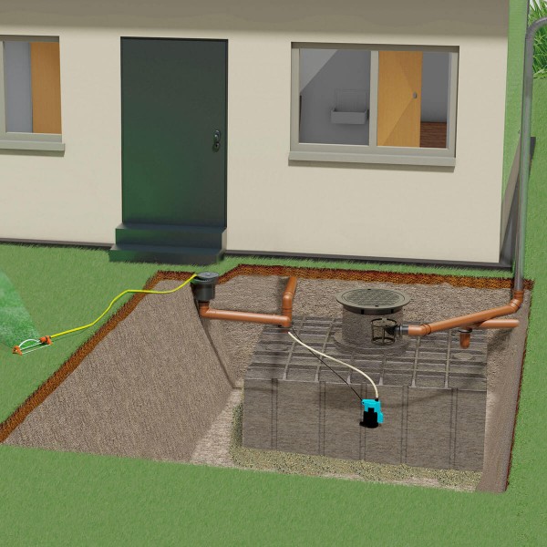 AQa.Line Gartenanlage 8000 L Flachtank inkl. Abdeckung Garten