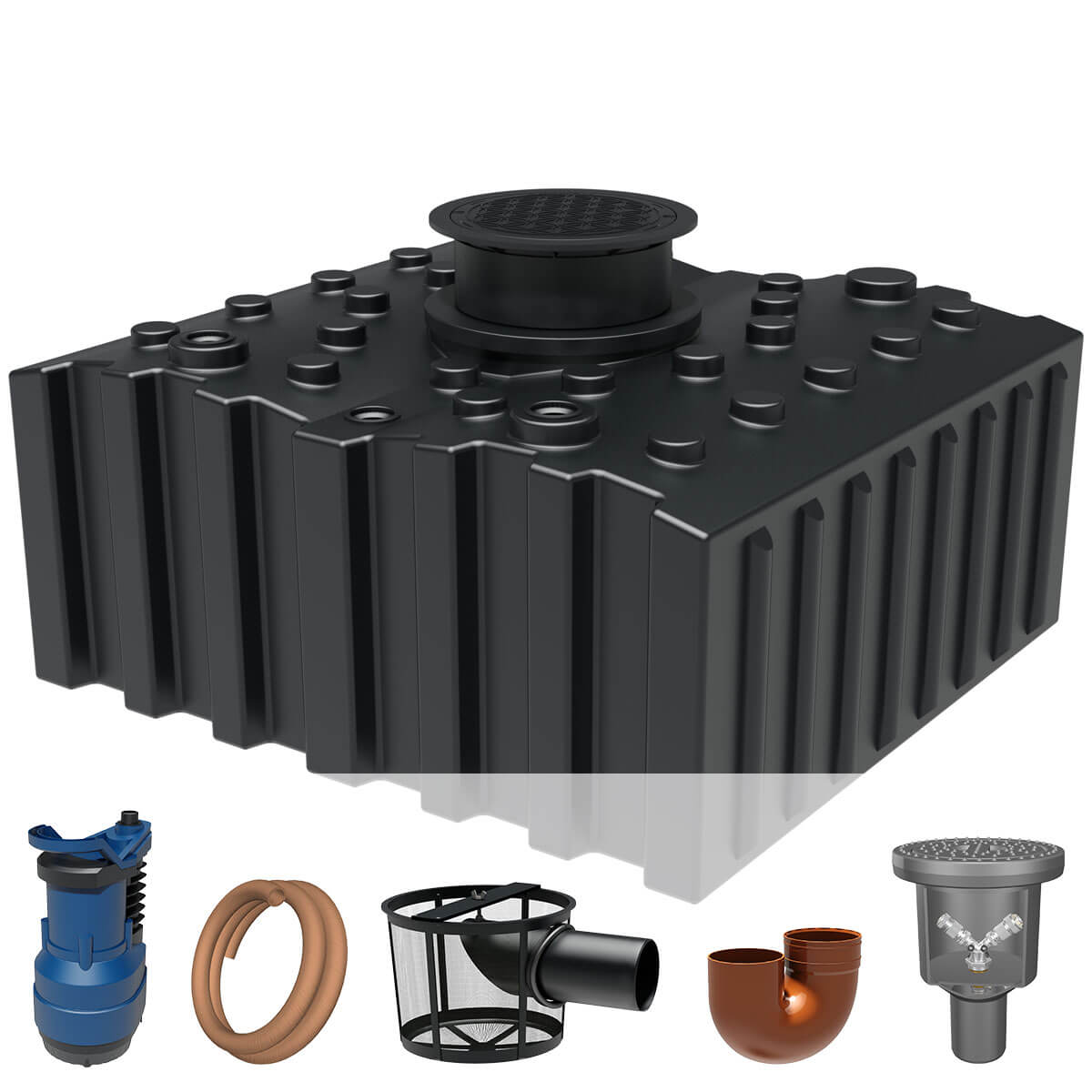 AQa.Line Gartenanlage 5000 L Flachtank inkl. Abdeckung Garten