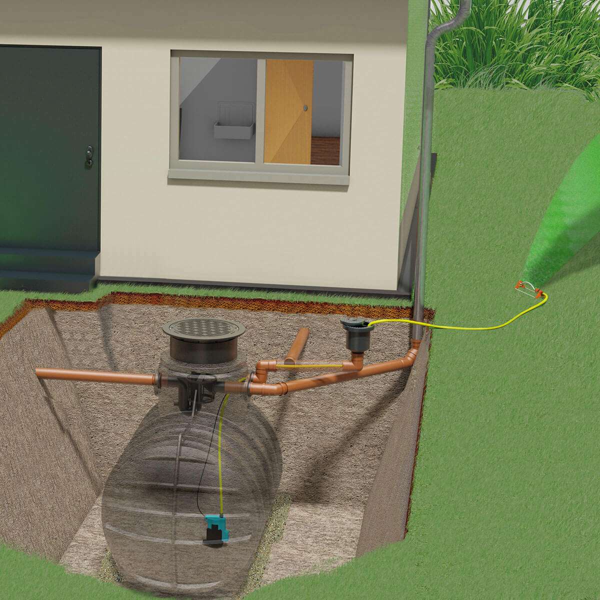 AQa.Line Gartenanlage 3400 L inkl. Abdeckung Garten