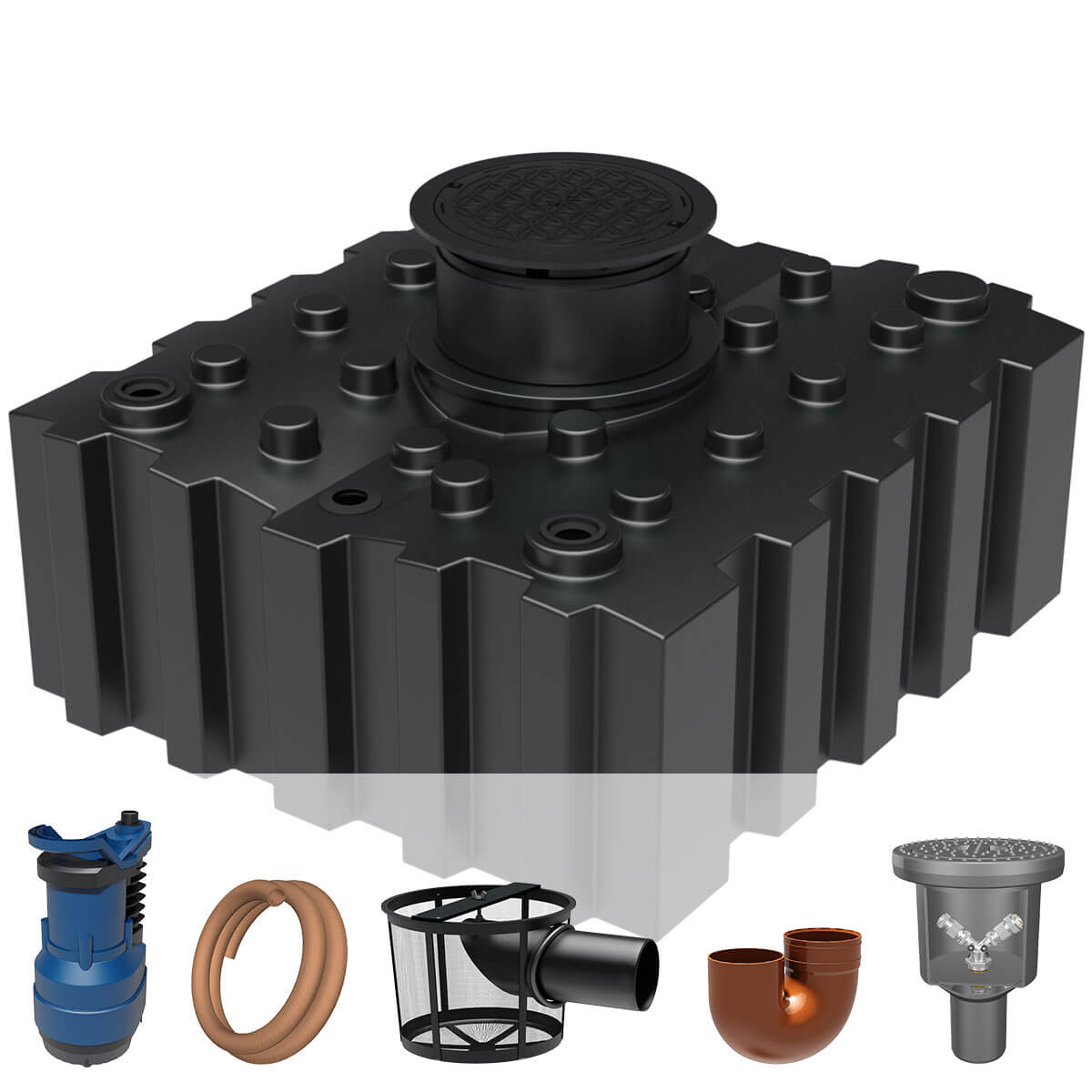 AQa.Line Gartenanlage 3000 L Flachtank inkl. Abdeckung Garten